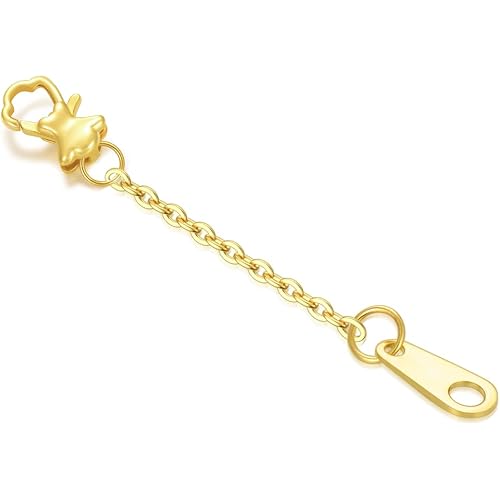 14K Gold 1"/2"/3" Necklace Bracelet Extender Chain with Different Clasp, Necklace Extender Gold 14K, Durable Removable Gold Chain Extender, Bracelet Extender 14K Gold, Gold Extension Chain for Necklace Anklet
