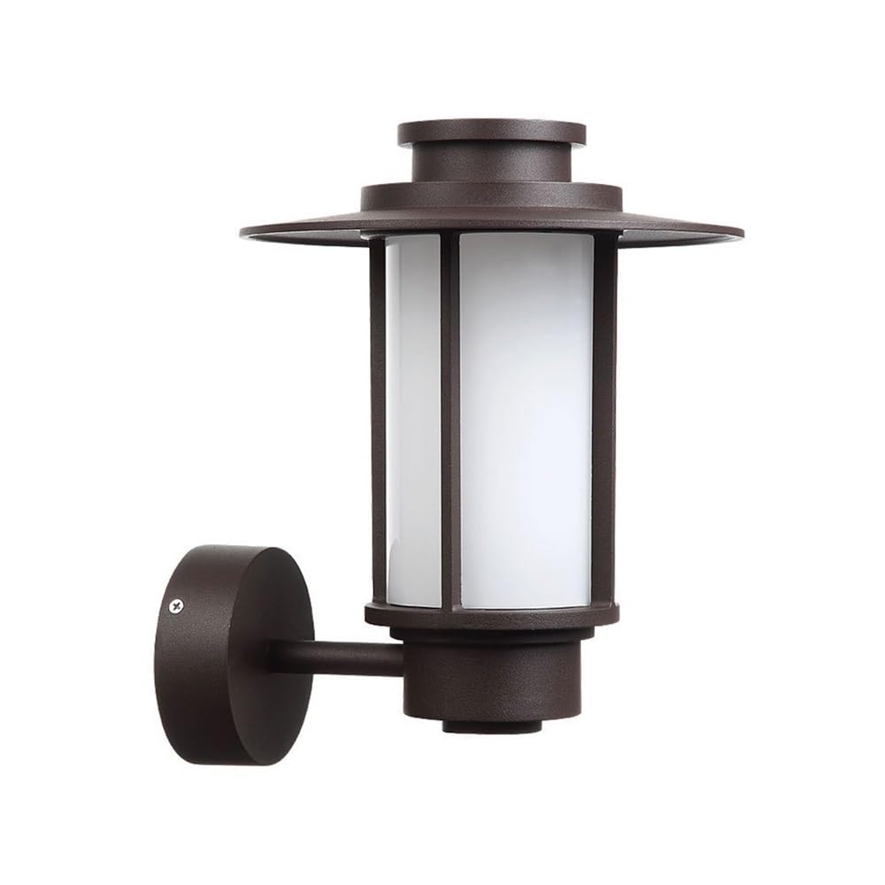 OZBMA Retro Round Iron Wall Light Acrylic Shade Lamp Outdoor Waterproof Sconce for Stairs Corridor Villa Garden Patio Aisle Garage(Brown)