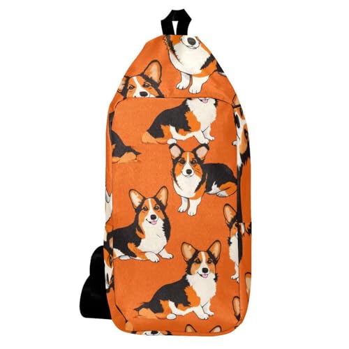 Sac à dos à bandoulière Corgi petit sac de poitrine motif chien mixte