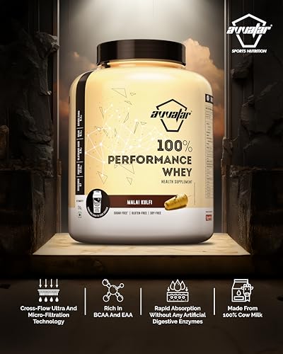 Image of avvatar PERFORMANCE WHEY PROTEIN | 2Kg | Malai Kulfi Flavour | 27.5g protein | 57 servings