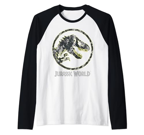Jurassic World Yellow T-Rex Raglan Tee Haut de baseball gris vétement dinosaure pop