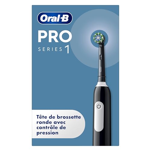 Oral-B Brosse A Dents Electrique Pro 1 Noire Avec 3 Modes De Nettoyage 3D Dont Douceur, Brossage Avec Des Oscillo-Rotations Et Pulsations, Brossette De Rechange Ronde Oral B, Chargeur