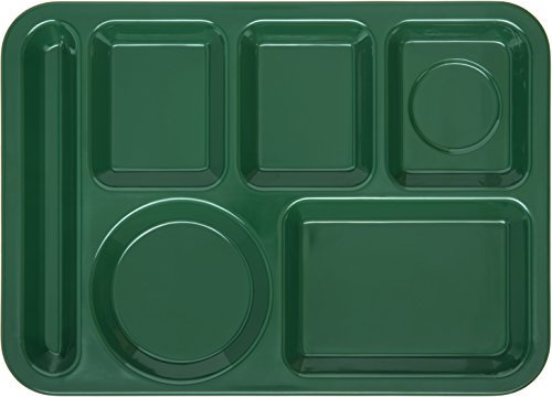 Cfs Left-Hand Heavyweight 6-Compartment Melamine Tray 10" X 14" - Forest Green #TOP1