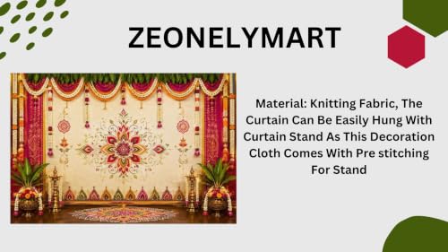 Image of Wedding Background Decoration Cloth | Grand Wedding Stage Backdrop with Vibrant Festive Flower Toran 8x8 Feet | Lakshmi Pooja Background