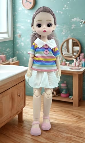 Image of Tickles Movable Joints Doll Beautiful Eyes Fashionable Dress for Kids Girls (Color: Multicolor Size: 30 cm)