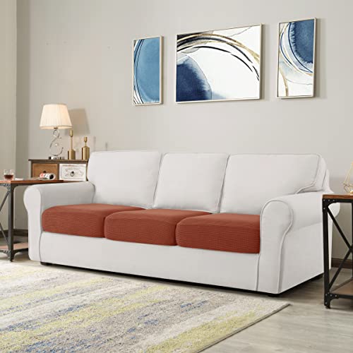 Image of CHUN YI 3Piece Stretch Couch Cushion Covers, Sofa Seat Slipcovers for Pets, Suitable for Armchair Loveseat Sofa with Spandex Jacquard Washable Fabric(3Piece,Brick)