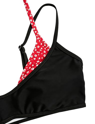 Image of ZAFUL Women's Polka Dot Bikini Set Double Layer Halter Swimsuit Colorblock Side Tie 2 Piece Bathing Suit