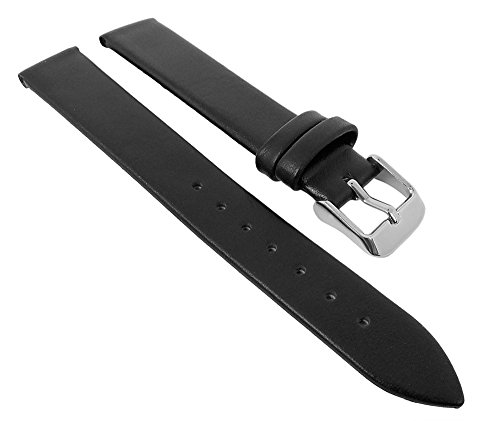 Preisvergleich Produktbild Minott Uhrenarmband Leder schwarz flach ohne Naht 28996S, Stegbreite:14mm