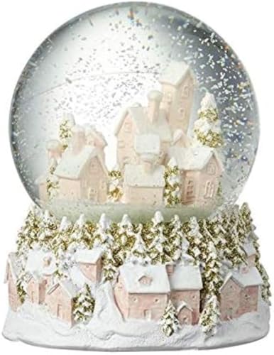 Heaven Sends Weihnachtsdorf-Schneekugel, rosa und goldfarben,...