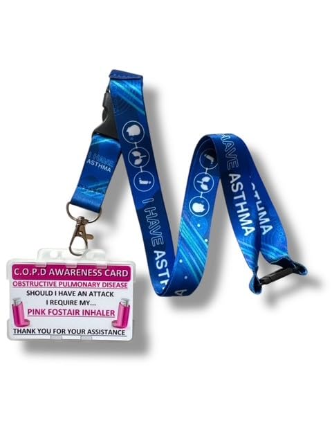Asthma Awareness Lanyard with Detachable Buckle Clip, COPD Medical Awareness Card, Frosted Double ID Card Holder