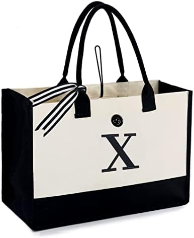 Tote Bag, Personalized Initial Canvas Beach Bag, Canvas Bag With Zipper Bag, Practical Canvas Bag For Women, Mom, Teachers, Friends, Bridesmaids