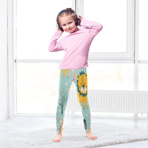 Bolaz Toddler Girls Leggings Printed Yoga Pants Leggings Yellow Pink Lion for Kids4
