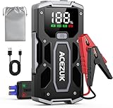 ACEZUK Starthilfe Powerbank 5000A (Bis Zu 7,0L Benzin Oder 5,5L Diesel) Auto Starthilfe mit LED-Taschenlampe, großen Bildschirm (Milliamperestunden (mAh), 12800)