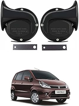 AYW Universal Windtone Jalwa Horn (2 and 4 wheelers), Black color, Heavy plastic body, Set of 2, 12V voltage For Zen Estilo Universal For All Models