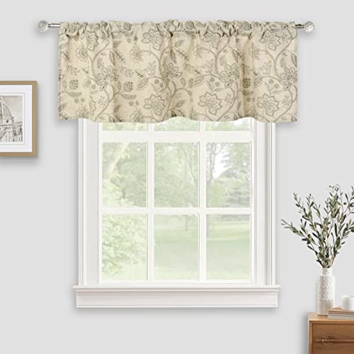 Inselnwald Floral Linen Farmhouse Window Curtain Valance For Kitchen Curtains Topper Country Gingham Rod Pocket Window Treatments Tier Curtain For Bathroom Bedroom Decors 54" X 18" Vintage Green #TOP1