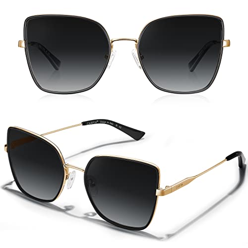 CARFIA Fashion Metal Sunglasses for Women Polarized UV Sun Protection Nickel-free Plating Frame CA5383