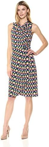 Lark & Ro Women's Sleeveless Crossover Twist Neck Faux Wrap Dress