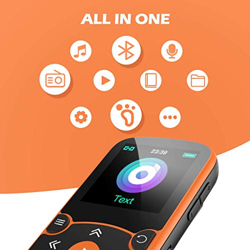 Image of AGPTEK 64GB MP3 Player with Clip, A65 Bluetooth 5.3 Music Player for Sports | with FM Radio, Voice Recorder for Running, Supports up to 128GB TF Card, Orange