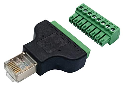 AAOTOKK RJAAOTOKK RJ45 Screw Terminal RJ45 8P 8C Male to 8Pin Female Bolt Screw Type terminals Ethernet Net Network Plug for AV CCTV UTP DVR Cat5 Cat6 Cat7 Coupler(2 Pack/Male)