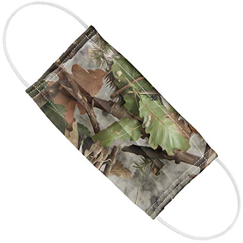 Mossy Woodland Camouflage Pattern 1-Ply Reusable Face Mask Covering with Adjustable Nose Wire, Unisex
