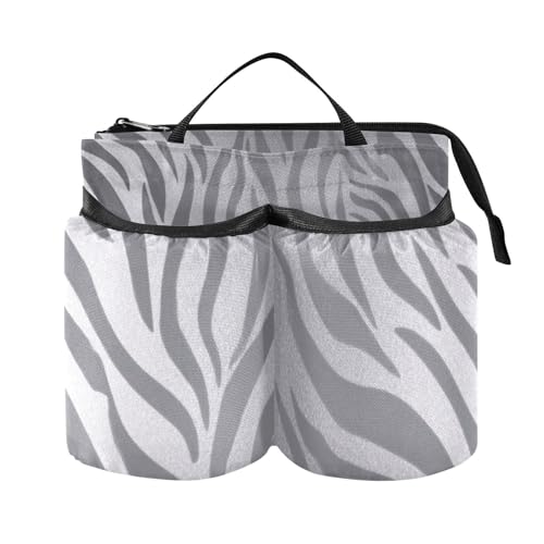 Image of Luggage Cup Holder for Suitcases Free Hands Suitcase Cup Holder Travel Luggage Drink Holder Portable Luggage Cup Caddy Bag Carrier with Handle Light Silvery Zebra Print