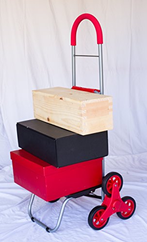 dbest products Trolley Dolly Stair Climber, Red Grocery Foldable Cart Condo Apartment