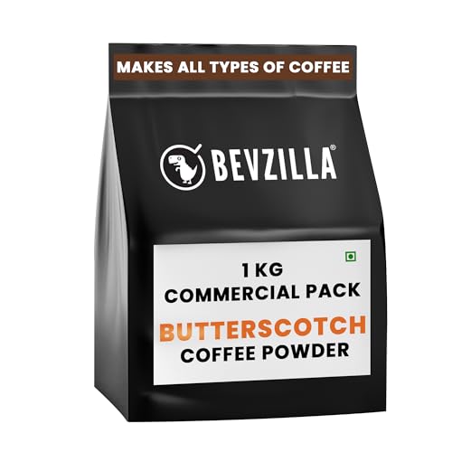Image of Bevzilla 1kg Butterscotch Instant Coffee Powder | 100% Pure Arabica Beans | Makes 500 Cups | For HoReCa Use | Hot & Cold Coffee