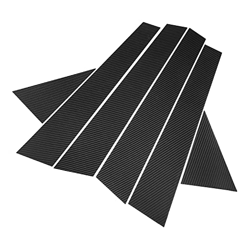 X AUTOHAUX 1 Set Gloss Black Carbon Fiber Pattern Car Door Window Pillar Posts Cover Trim Exterior Anti-Scratch Stickers for Audi A4 B8 2008-2016