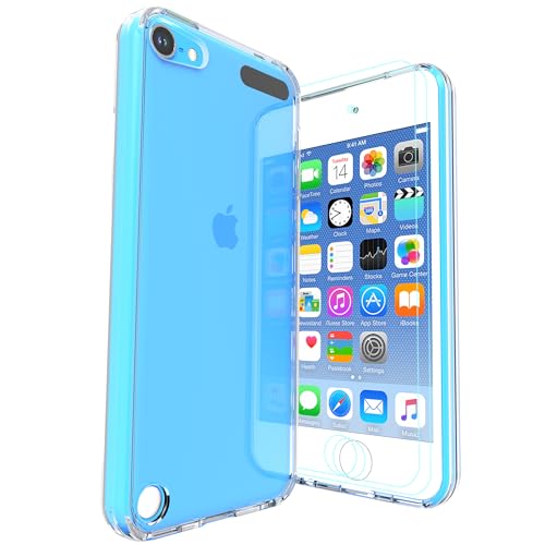 LUNOVATE Case for iPod Touch 7, iPod Touch 5/6 MP3 Hybrid 2 in 1 Transparent with 2 Screen Protector 360 Full Shockproof Cover for iPod Touch 5/6/7 - Clear