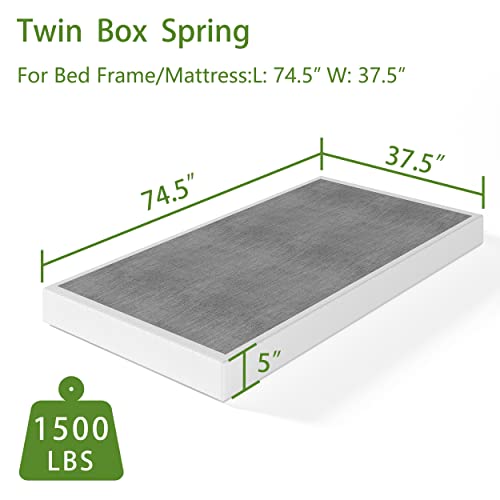 Vtwazast Twin Box Spring With Fabric Bed Cover, 5 Inch Low Profile Heavy Duty Metal Structure With Easy Clean Cover, Non-Slip, Noise Free, Easy Assembly #TOP1