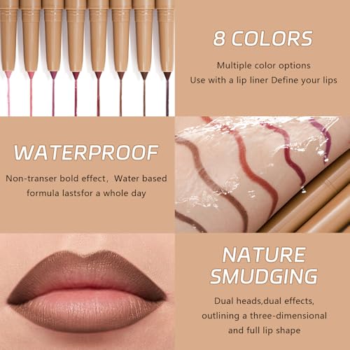 Image of Matte Lip Liner Pencil, Long-Lasting Creamy Formula with Silicone Smudger, Waterproof Non-Staining Crayon for Lip Contouring, Plump Define Sculpting 07#