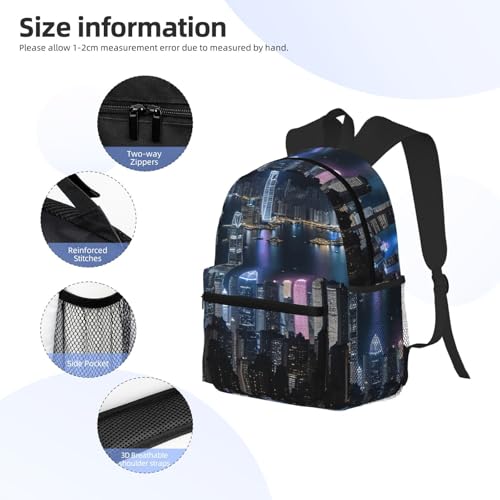 Sac à dos léger avec vue de Hong Kong pour gym et sport unisexe - 4