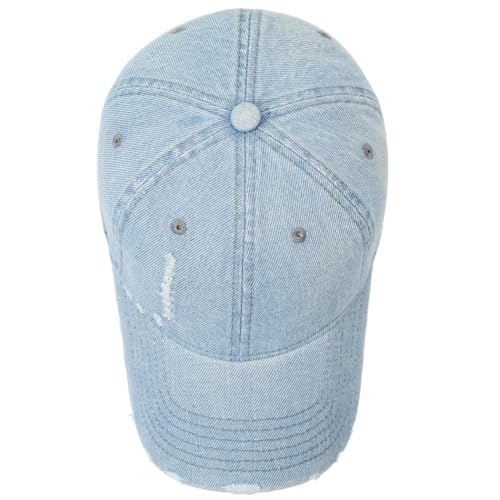 Image of Vintage Washed Denim Distressed Dad Hats Baseball Caps for Men Women
