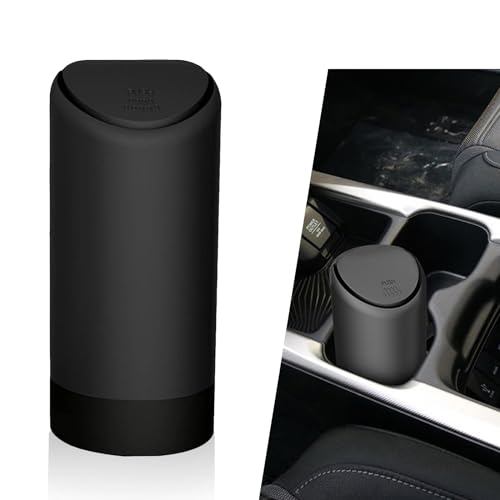 Image of Pack of 1 Car Storage Bin, Center Console Trash Can, Silicone Automatic Rebound Design Cleaning Accessory, Suitable for Most Car Models (Black)