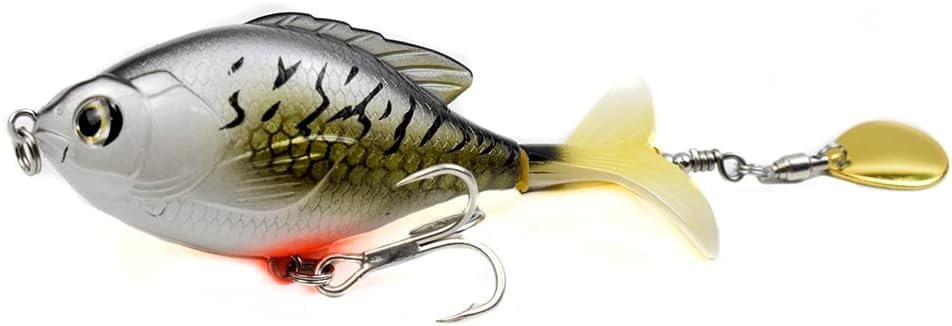 Hunting Hobby 95mm 16.9g Topwater Glod Fish Tackle Lure Rotating Soft Tail with Blade Spoon Hard Plastic Body Floating Bait (B0CQ8L833W) Amazon Price History, Amazon Price Tracker