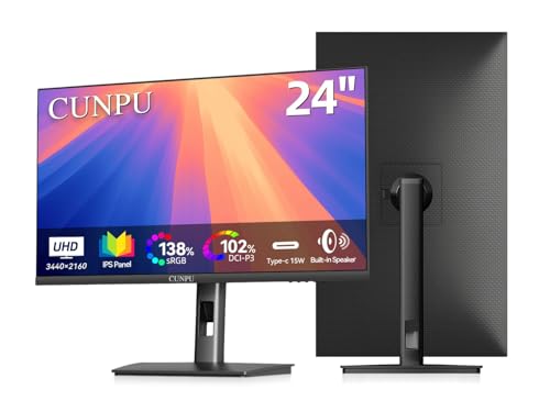 CUNPU 24' 4K UHD Professional USB-C Monitor, 100% sRGB/DCI-P3, E2 Color Accuracy, 185 PPI...