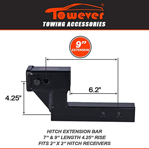 Towever 84122 Towever Hitch Extender 2 Inch Receiver with 4" Drop/Rise