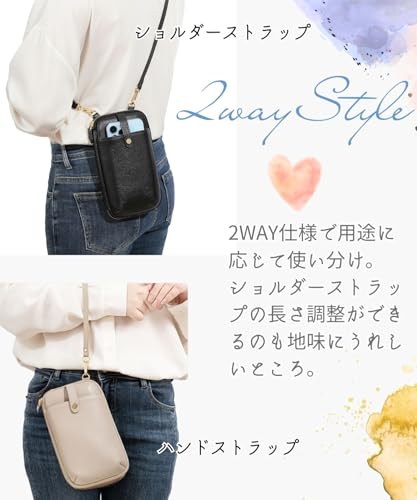 [Nymphaea] 【本革×軽量】牛革 スマホショルダー お財布 ポーチ レディース ショルダーバッグ スマホポシェット スマホポーチ レザー 大人可愛い