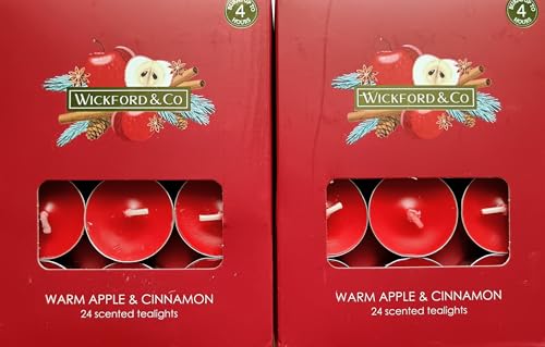 Wickford & Co Warm Apples & Cinnamon 48 Tealight Christmas Festive Scented Candles