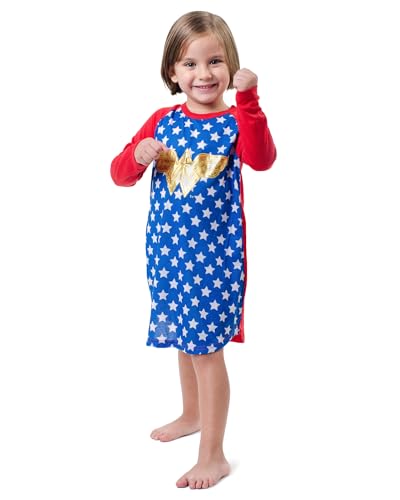 INTIMO girls Wonder Woman Gold Foil Raglan Nightgown4
