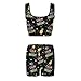 All Calm Bright Women's 2 Pieces Outfit Bodysuit Set Workout Sleeveless Crop Top Yoga Leggings Gym Clothes Set Tracksuit 2XL