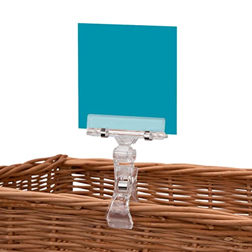 Pack 25 Unidades Pinza de Plástico con Sistema Giratorio para Colocar Carteles   Porta Precios Pinza Portaprecios Metacrilato   Porta Precios para Tienda Etiquetas con Pinza   Porta Etiquetas