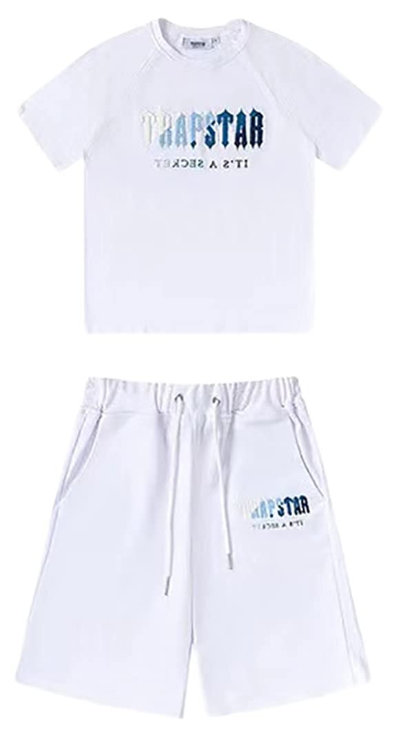 Silver Basic Chandal Trapstar Corto Bordado para Hombre Conjunto de Pijama de Algodón Trapstar Camiseta y Pantalones Cortos Conjunto Trapstar Shooters Chandal