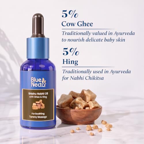 Image of Blue Nectar Baby Nabhi Oil for Colic Relief, Tummy Comfort with Hing & Ghee