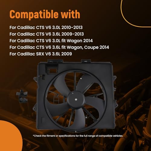 Image of maXpeedingrods Radiator Cooling Fan Assembly w /Shroud for Cadillac CTS 2009-2014 SRX 2009 STS 2009-2011, 19351719 20914377 620567