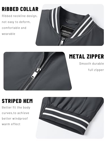 Image of TACVASEN Men's Lightweight Jacket Casual Spring Fall Windbreaker Bomber Zip Up Coat With Pocket | Men jacket, windproof water-resistant fabric, suitable for spring summer and fall, casual commuting wear, travel and hiking.