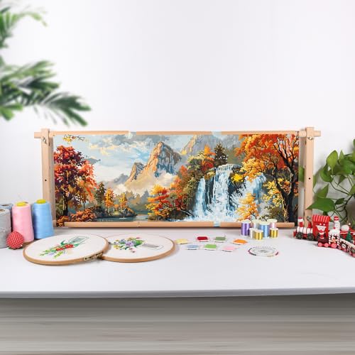 Image of Embroidery Tapestry Scroll Frame, Detachable Cross Stitch Frame, Scroll Embroidery&Quilting Holder for Cross Stitch, Needlepoint, and Sewing Projects (30.31inch*11.8inch)