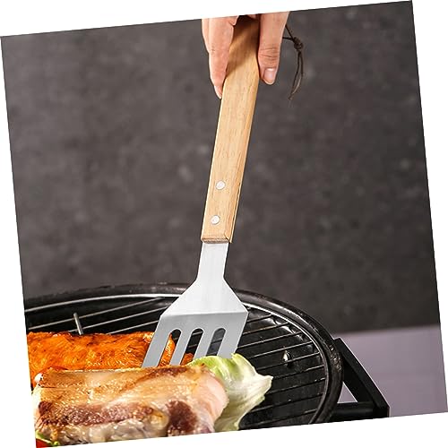 Kit de utensilios para parrilla de acero inoxidable con mango de madera miniatura 4