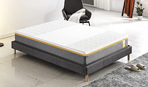 sensoreve Set aus Matratze + Lattenrost (140 x 200 cm) - Matratze Ypsilon (fest) 28 cm Latex Naturlatex & Memory-Schaum + Lattenrost Holz stabil & robust Stoffbezug grau Cover