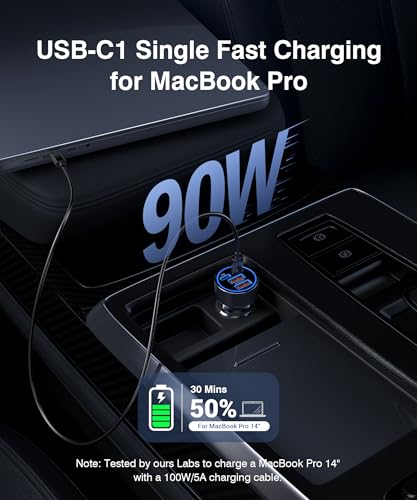 Image of [2026 Updated 4-in-1] USB-C Car Charger, 4-Port 90W Super Fast Charging Cigarette Lighter Adapter, USB-C & USB-A PD /QC Multiport for iPhone 17 /16 /15, iPad, MacBook,Samsung Galaxy, and Android Devices